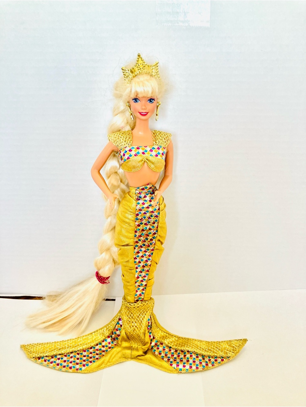 Barbie 1995 Jewel Hair Mermaid Fashion Doll Incomplete W/Earrings/Crown 14586